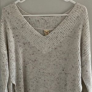 Cream Oversized V Neck Sweater
